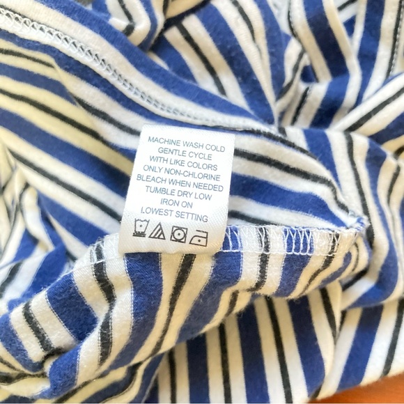 PacSun Nautical Navy Crop Top Over Shoulder Blue White Stripes Womens Medium - Picture 10 of 11